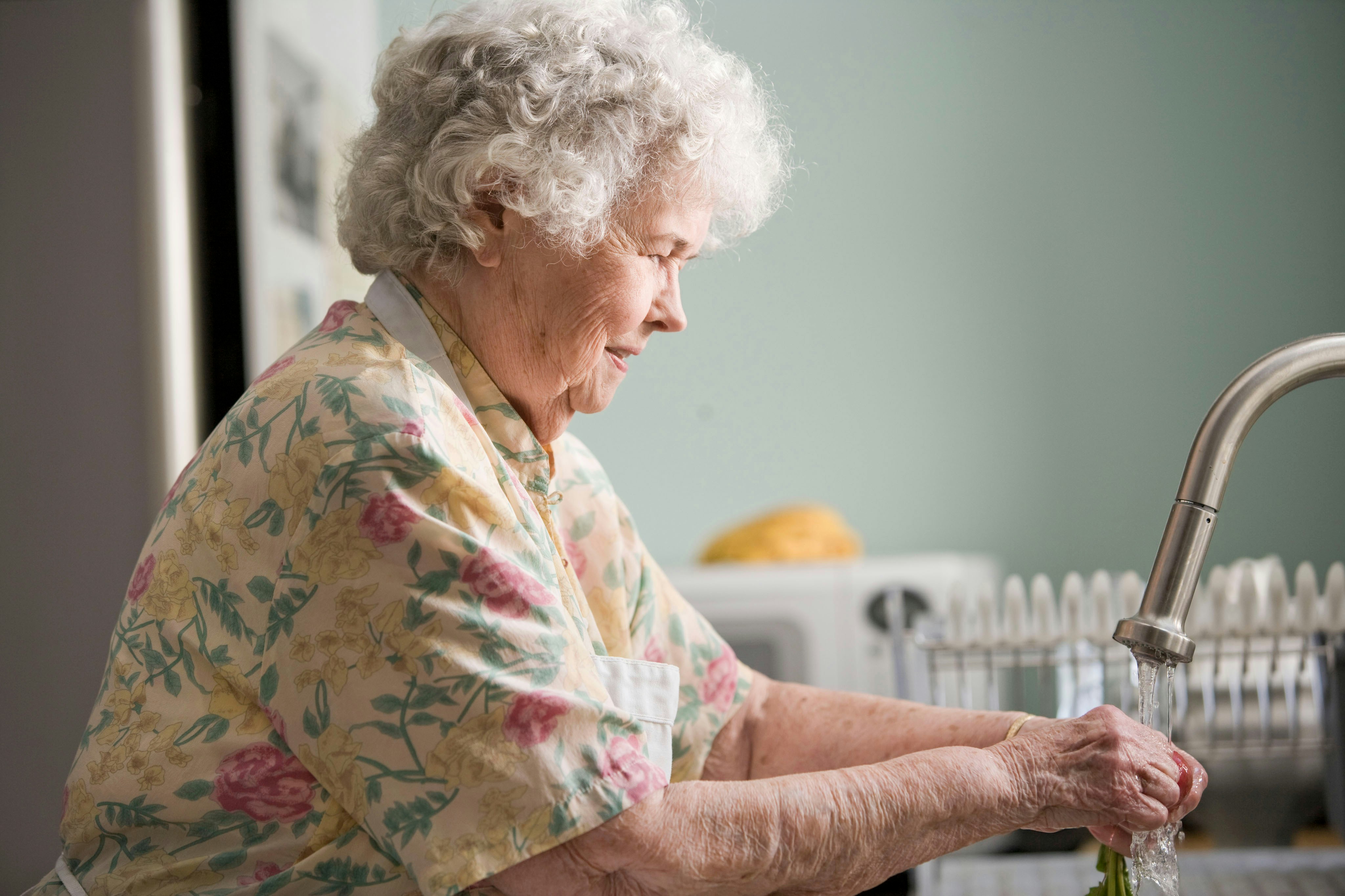 Woman Cleaning Vegetables